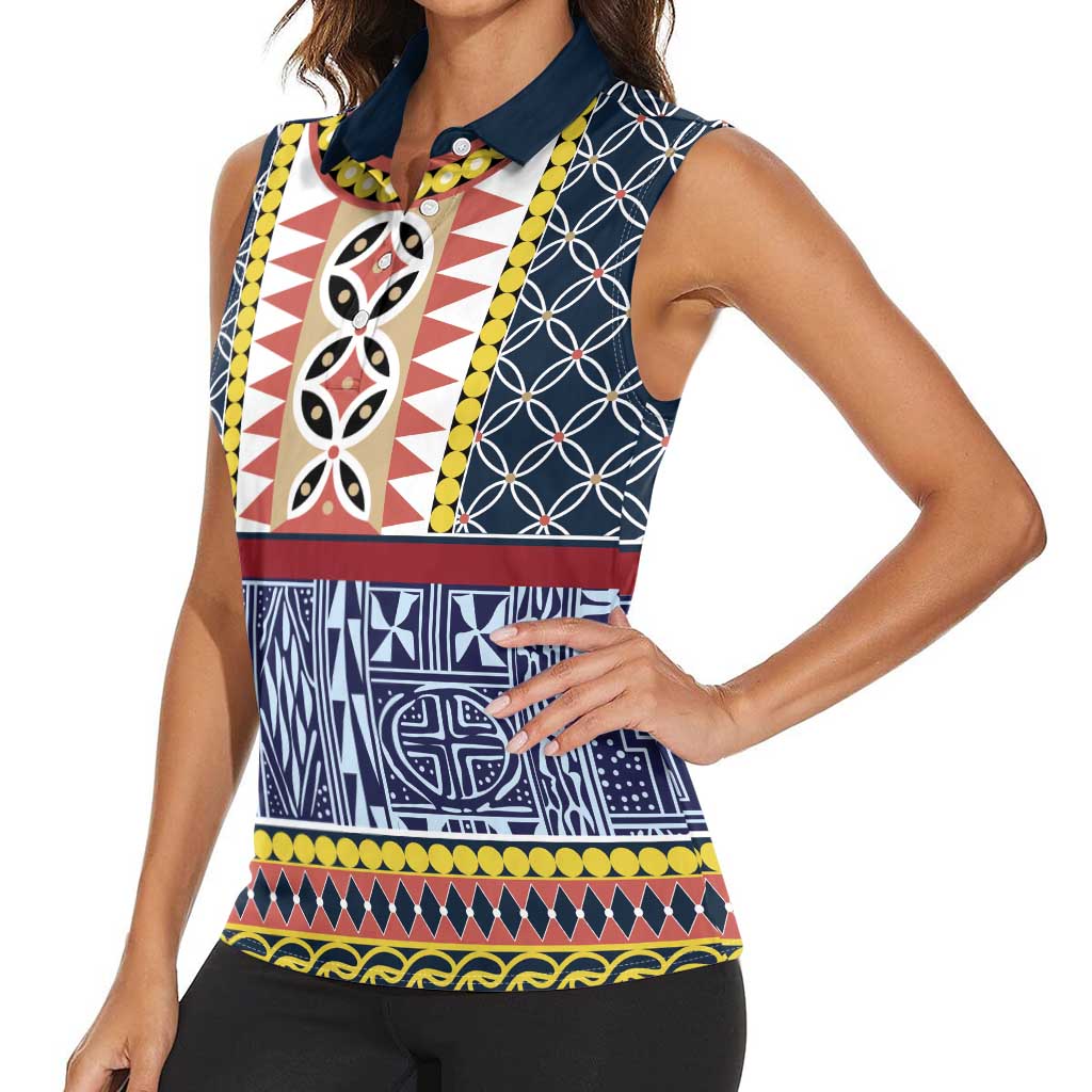 Toghu Bamenda Women Sleeveless Polo Shirt Cameroon North West Traditional Pattern