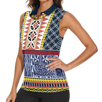 Toghu Bamenda Women Sleeveless Polo Shirt Cameroon North West Traditional Pattern