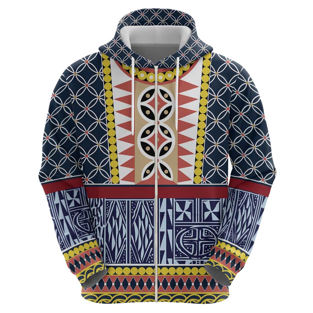 Toghu Bamenda Zip Hoodie Cameroon North West Traditional Pattern