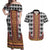 Cameroon Toghu Traditional Pattern Couples Matching Off Shoulder Maxi Dress and Hawaiian Shirt