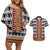 Cameroon Toghu Traditional Pattern Couples Matching Off Shoulder Short Dress and Hawaiian Shirt