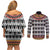 Cameroon Toghu Traditional Pattern Couples Matching Off Shoulder Short Dress and Long Sleeve Button Shirt