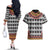 Cameroon Toghu Traditional Pattern Couples Matching Off The Shoulder Long Sleeve Dress and Hawaiian Shirt