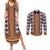 Cameroon Toghu Traditional Pattern Couples Matching Summer Maxi Dress and Long Sleeve Button Shirt