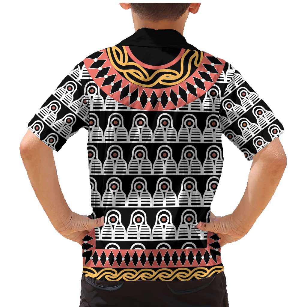 Cameroon Toghu Traditional Pattern Family Matching Mermaid Dress and Hawaiian Shirt