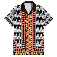 Cameroon Toghu Traditional Pattern Family Matching Off The Shoulder Long Sleeve Dress and Hawaiian Shirt