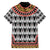 Cameroon Toghu Traditional Pattern Family Matching Off The Shoulder Long Sleeve Dress and Hawaiian Shirt