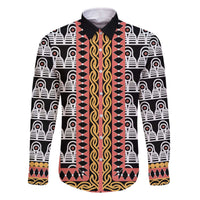 Cameroon Toghu Traditional Pattern Family Matching Off The Shoulder Long Sleeve Dress and Hawaiian Shirt