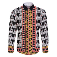 Cameroon Toghu Traditional Pattern Family Matching Off Shoulder Maxi Dress and Hawaiian Shirt