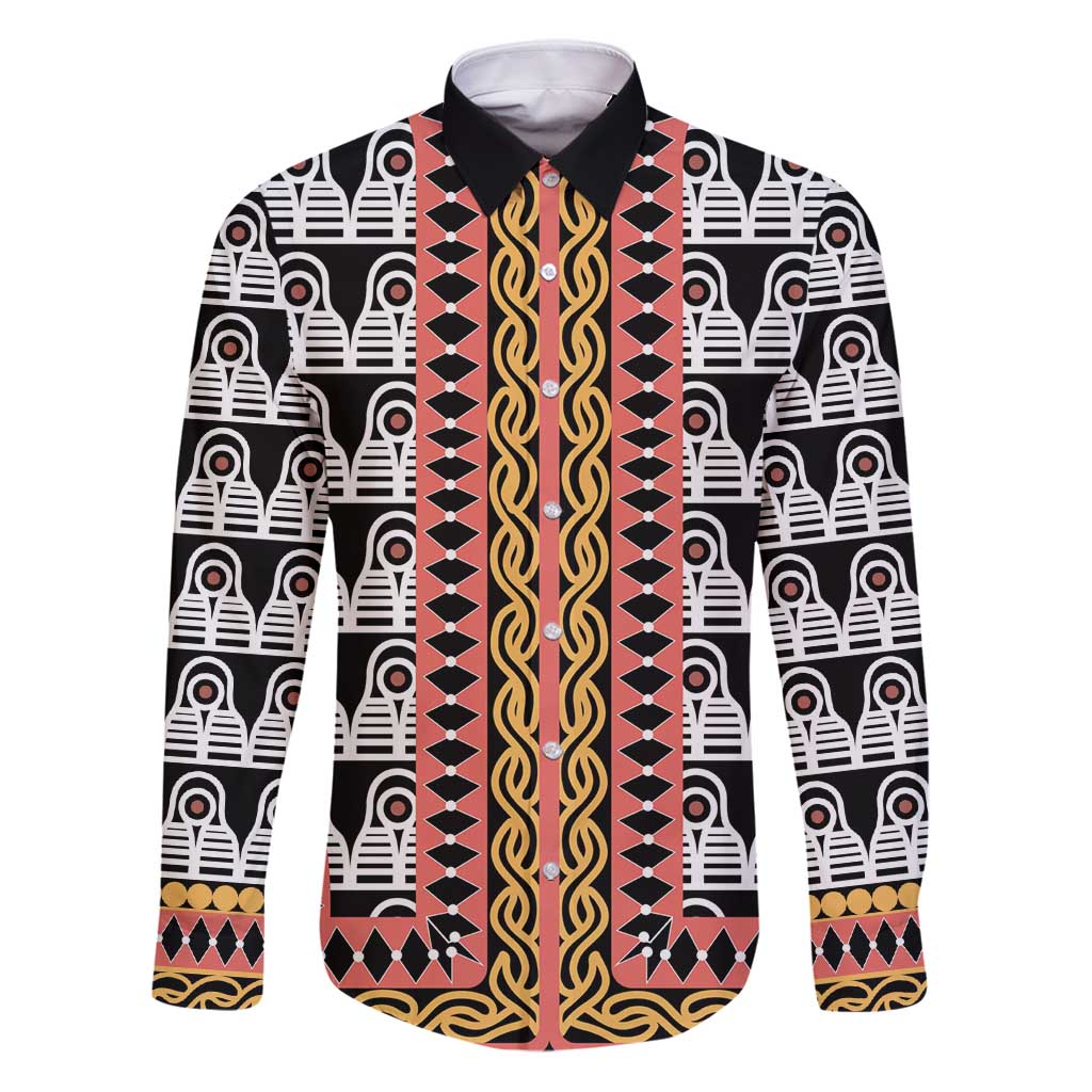 Cameroon Toghu Traditional Pattern Family Matching Puletasi and Hawaiian Shirt
