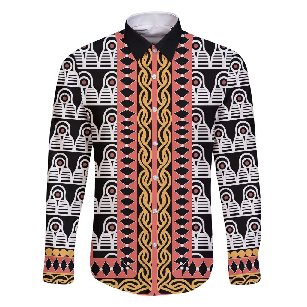 Cameroon Toghu Traditional Pattern Family Matching Short Sleeve Bodycon Dress and Hawaiian Shirt