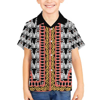 Cameroon Toghu Traditional Pattern Family Matching Short Sleeve Bodycon Dress and Hawaiian Shirt