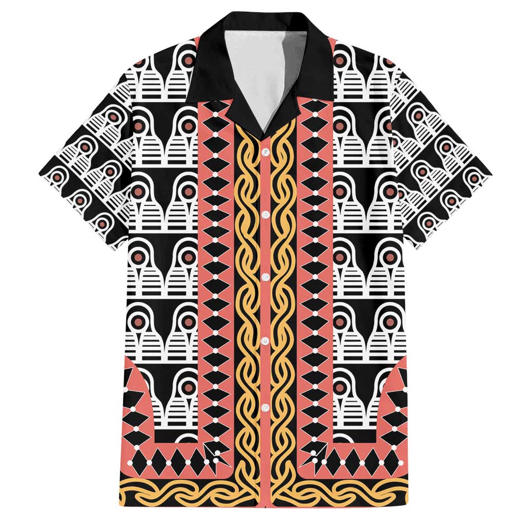 Cameroon Toghu Traditional Pattern Family Matching Summer Maxi Dress and Hawaiian Shirt
