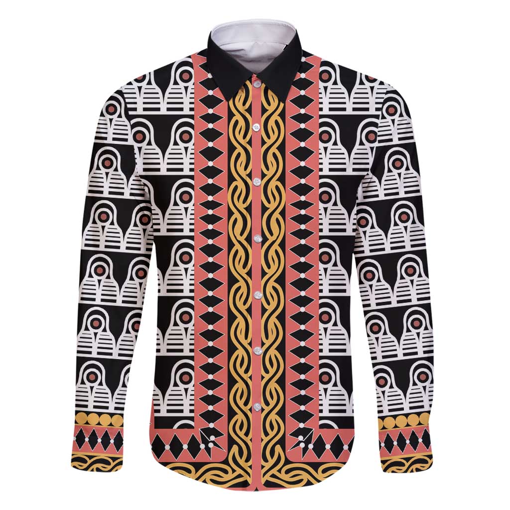 Cameroon Toghu Traditional Pattern Family Matching Summer Maxi Dress and Hawaiian Shirt