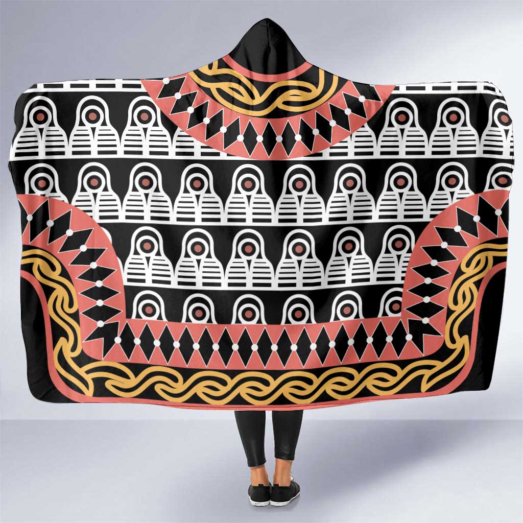 Cameroon Toghu Traditional Pattern Hooded Blanket