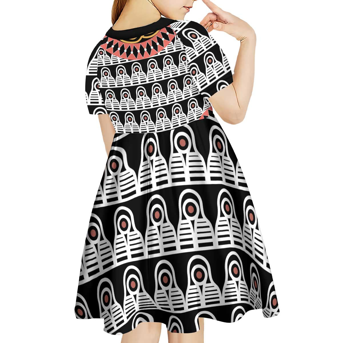Cameroon Toghu Traditional Pattern Kid Short Sleeve Dress