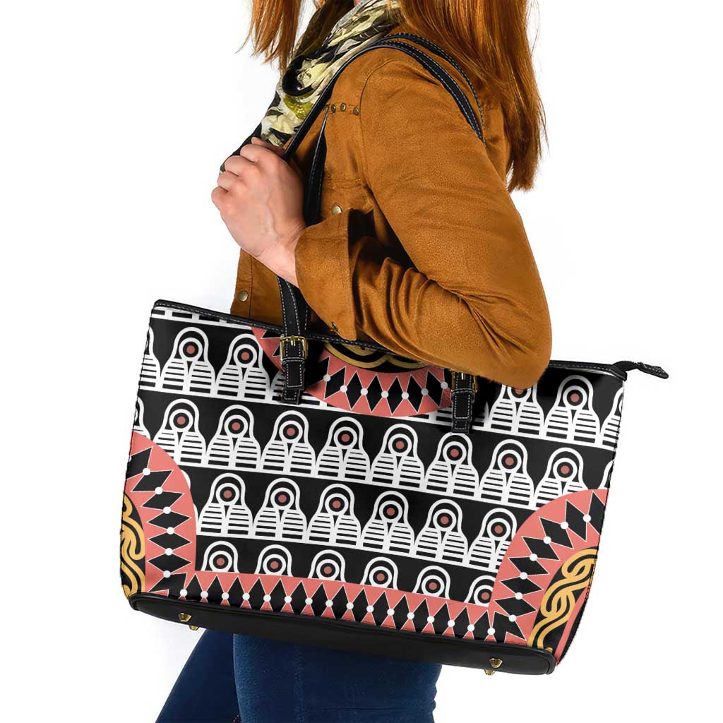 Cameroon Toghu Traditional Pattern Leather Tote Bag