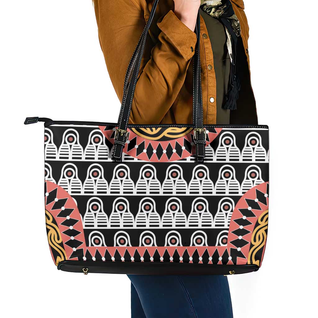 Cameroon Toghu Traditional Pattern Leather Tote Bag