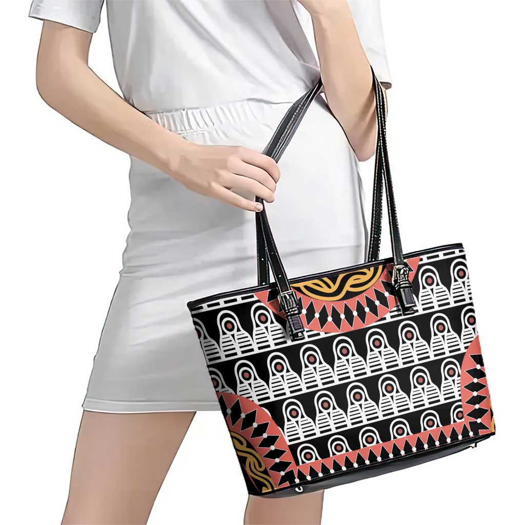 Cameroon Toghu Traditional Pattern Leather Tote Bag