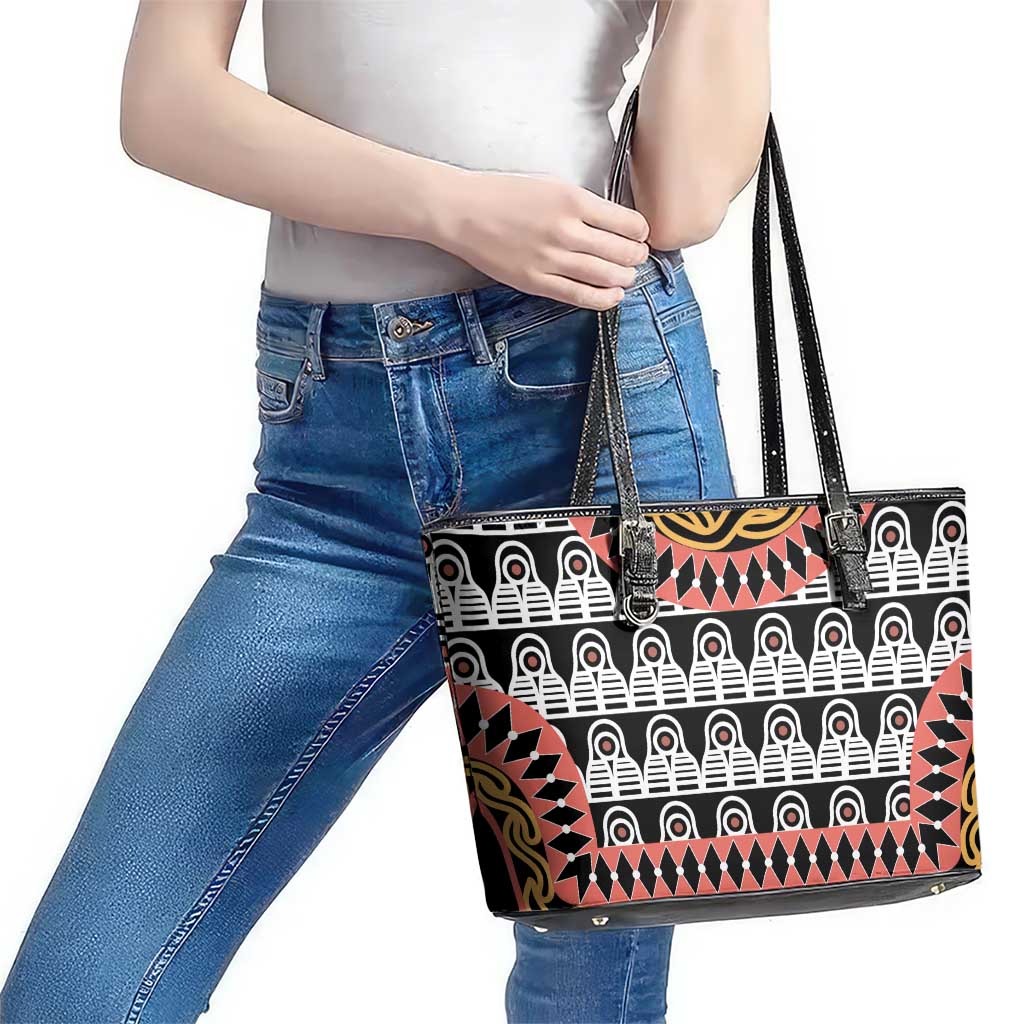 Cameroon Toghu Traditional Pattern Leather Tote Bag