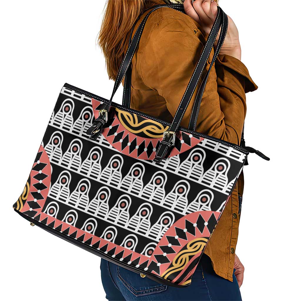 Cameroon Toghu Traditional Pattern Leather Tote Bag
