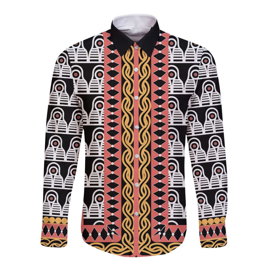 Cameroon Toghu Traditional Pattern Long Sleeve Button Shirt