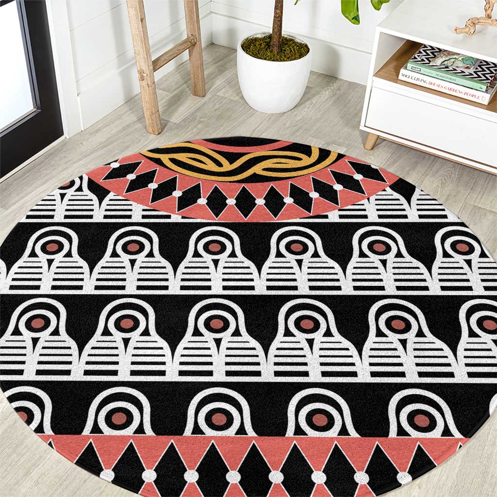 Cameroon Toghu Traditional Pattern Round Carpet