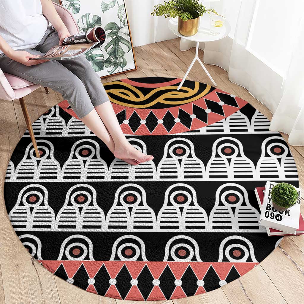 Cameroon Toghu Traditional Pattern Round Carpet