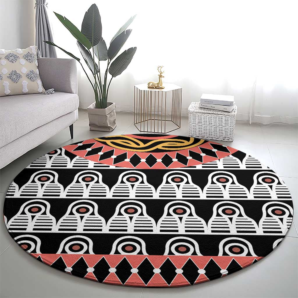 Cameroon Toghu Traditional Pattern Round Carpet