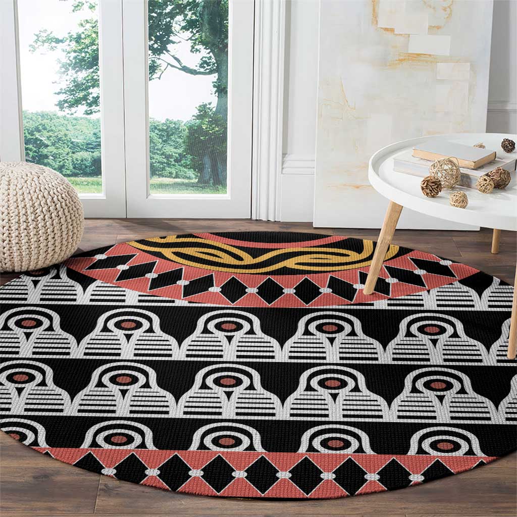 Cameroon Toghu Traditional Pattern Round Carpet