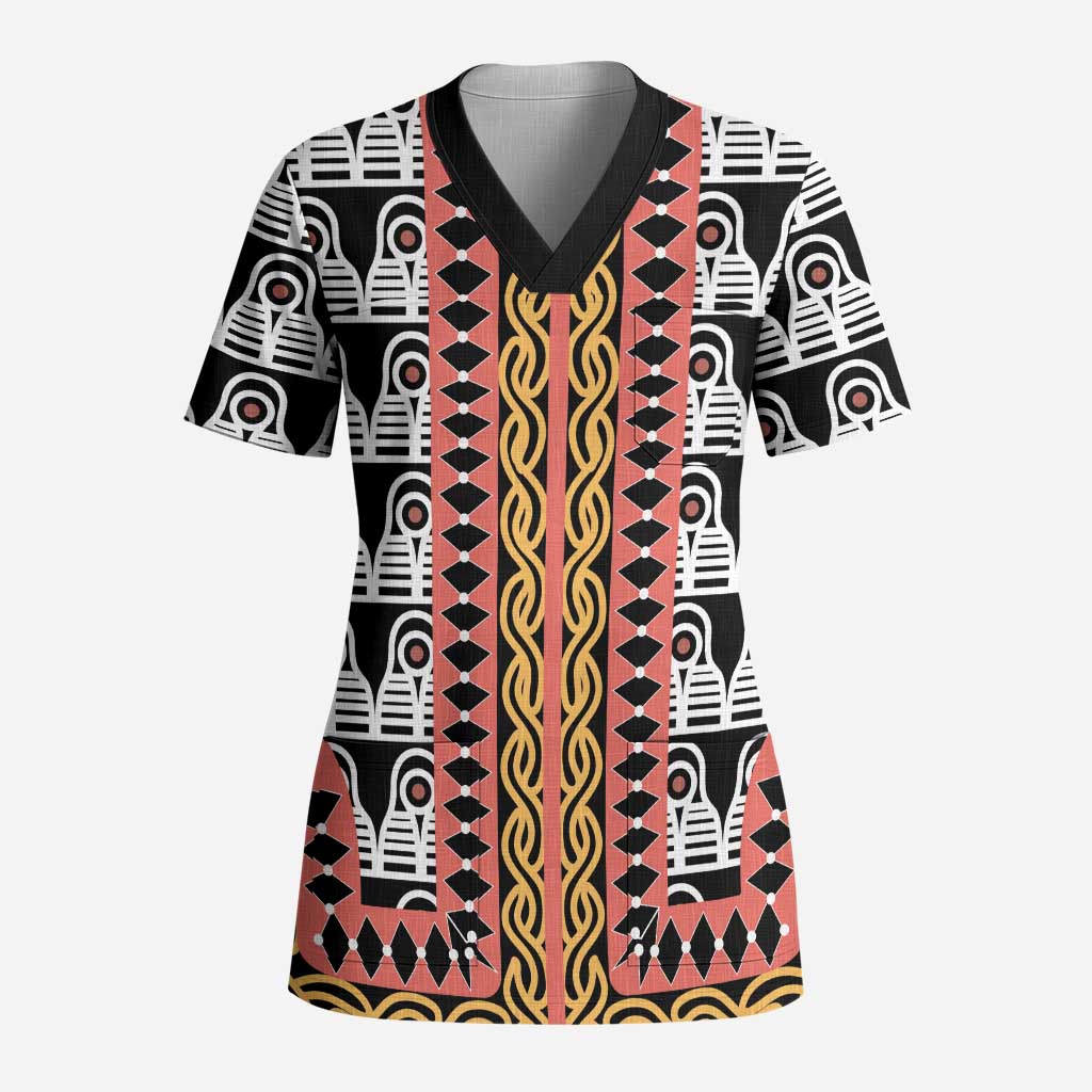 Cameroon Toghu Traditional Pattern Scrub Top - Wonder Print Shop