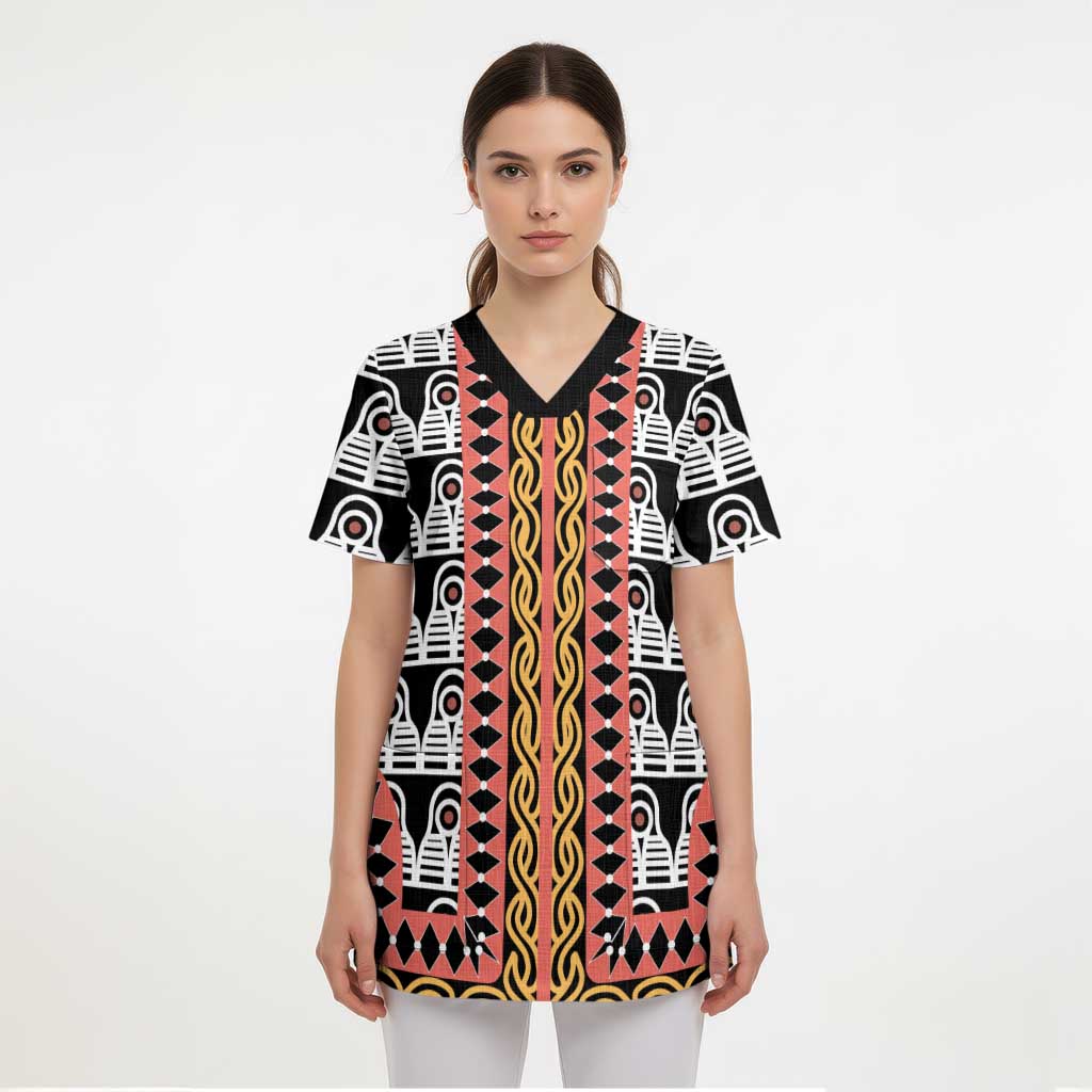 Cameroon Toghu Traditional Pattern Scrub Top - Wonder Print Shop