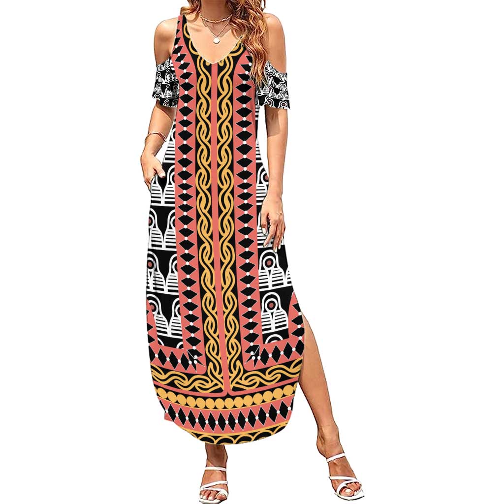 Cameroon Toghu Traditional Pattern Summer Maxi Dress