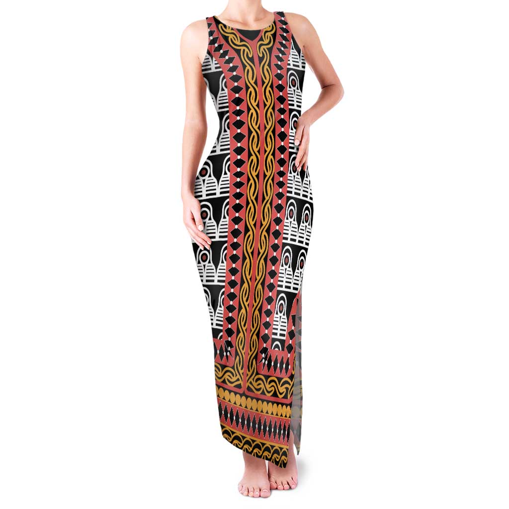 Cameroon Toghu Traditional Pattern Tank Maxi Dress
