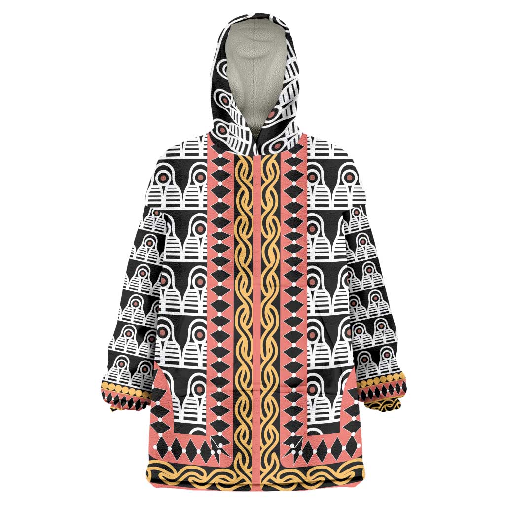 Cameroon Toghu Traditional Pattern Wearable Blanket Hoodie