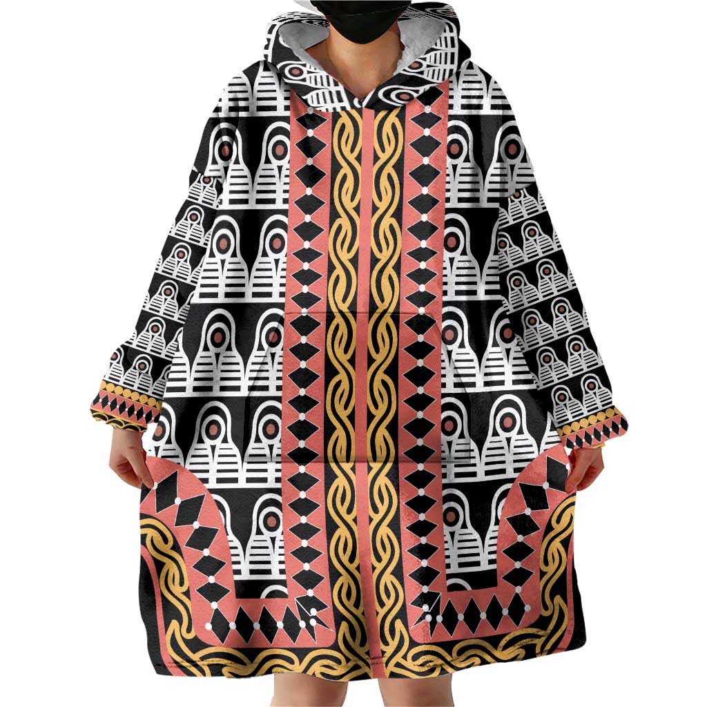 Cameroon Toghu Traditional Pattern Wearable Blanket Hoodie
