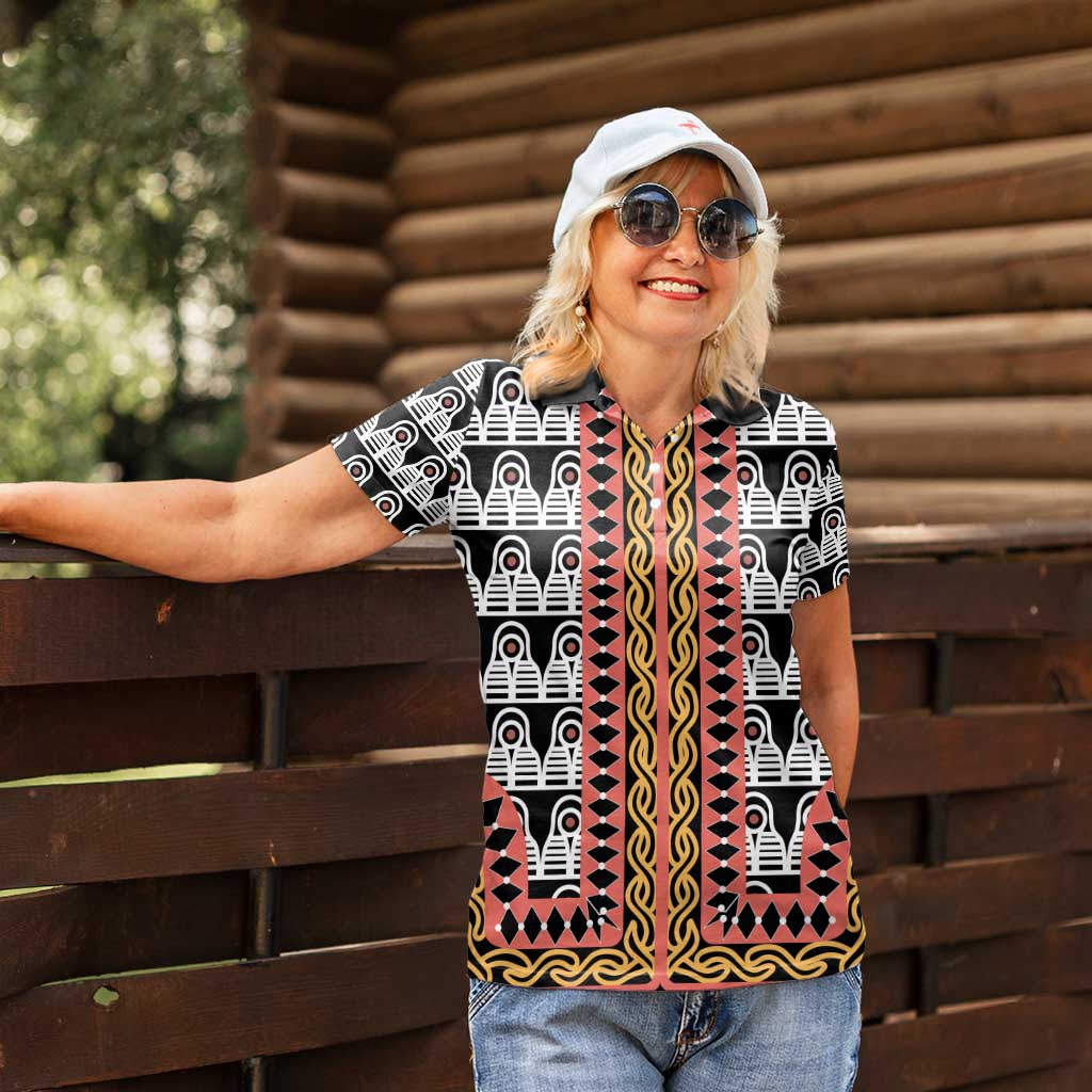 Cameroon Toghu Traditional Pattern Women Polo Shirt