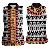 Cameroon Toghu Traditional Pattern Women Sleeveless Polo Shirt