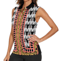 Cameroon Toghu Traditional Pattern Women Sleeveless Polo Shirt