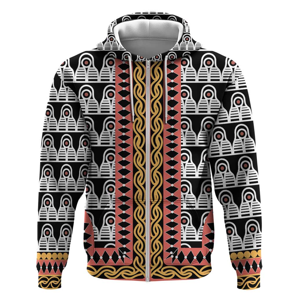 Cameroon Toghu Traditional Pattern Zip Hoodie