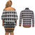 Cameroon Traditional Couples Matching Off Shoulder Short Dress and Long Sleeve Button Shirt Toghu Pattern