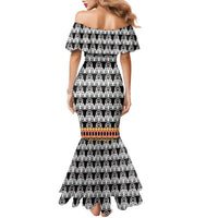 Cameroon Traditional Family Matching Mermaid Dress and Hawaiian Shirt Toghu Pattern