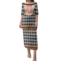 Cameroon Traditional Family Matching Puletasi and Hawaiian Shirt Toghu Pattern