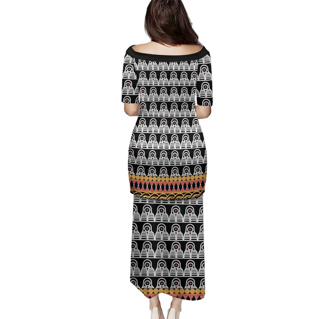 Cameroon Traditional Family Matching Puletasi and Hawaiian Shirt Toghu Pattern