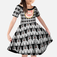 Cameroon Traditional Family Matching Short Sleeve Bodycon Dress and Hawaiian Shirt Toghu Pattern