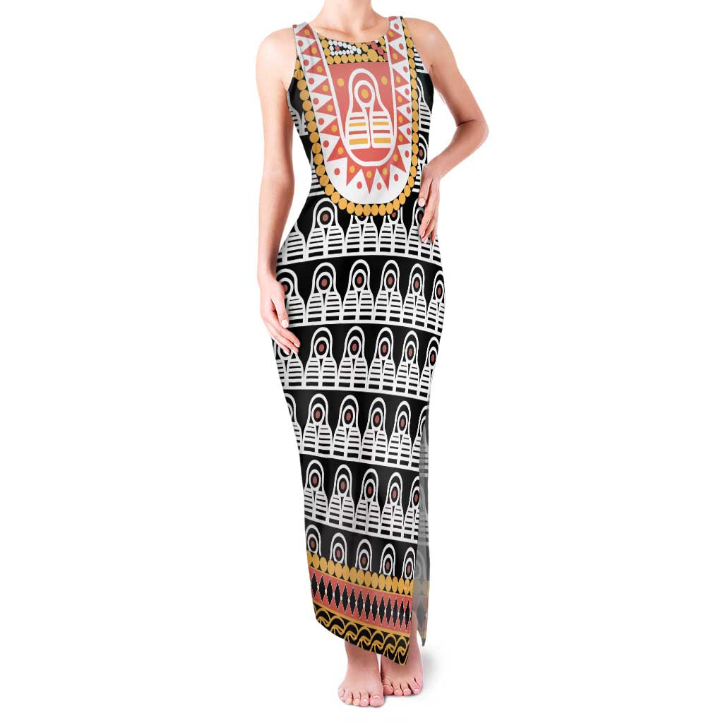 Cameroon Traditional Family Matching Tank Maxi Dress and Hawaiian Shirt Toghu Pattern