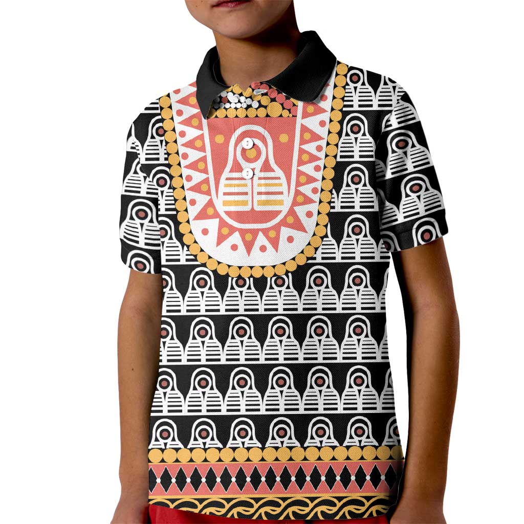 Cameroon Traditional Kid Polo Shirt Toghu Pattern