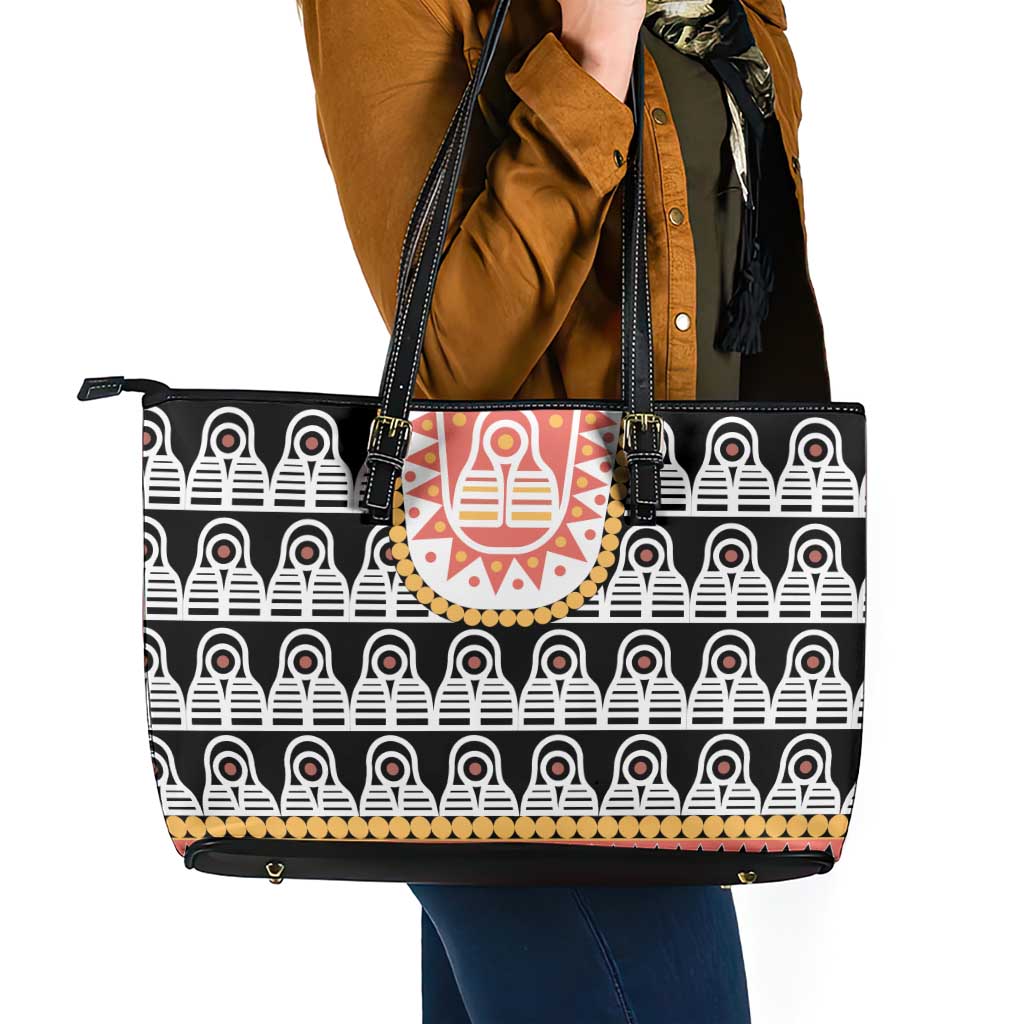Cameroon Traditional Leather Tote Bag Toghu Pattern