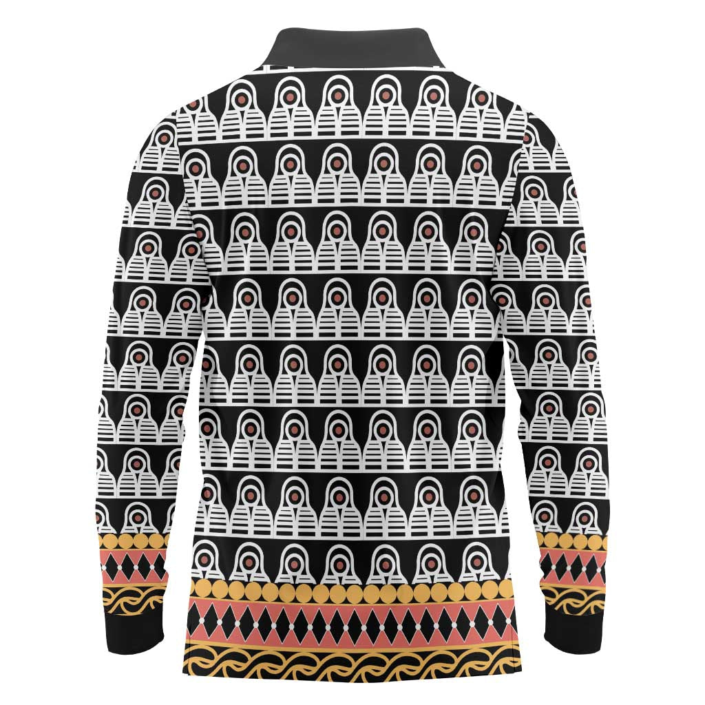 Cameroon Traditional Long Sleeve Polo Shirt Toghu Pattern