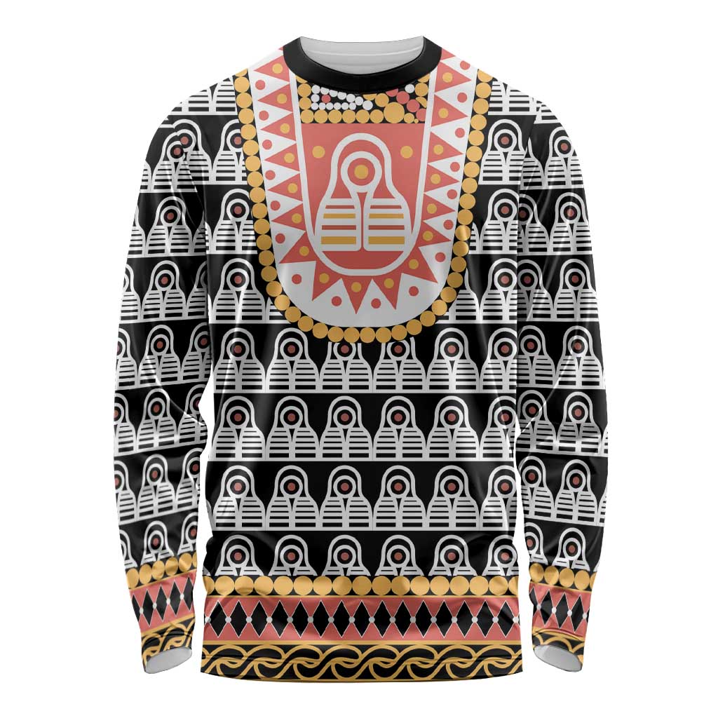 Cameroon Traditional Long Sleeve Shirt Toghu Pattern